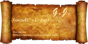 Gacsári Joel névjegykártya